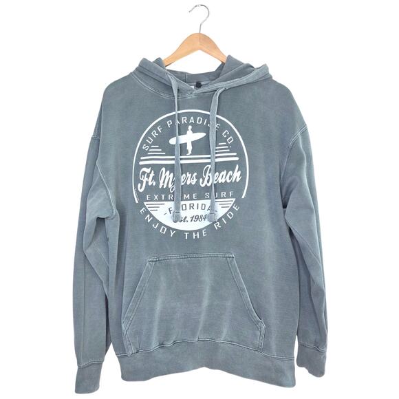U.S Vintage Other - US Vintage Ft Myers Beach Surf Paradise Hoodie Medium Washed Slate Blue Travel